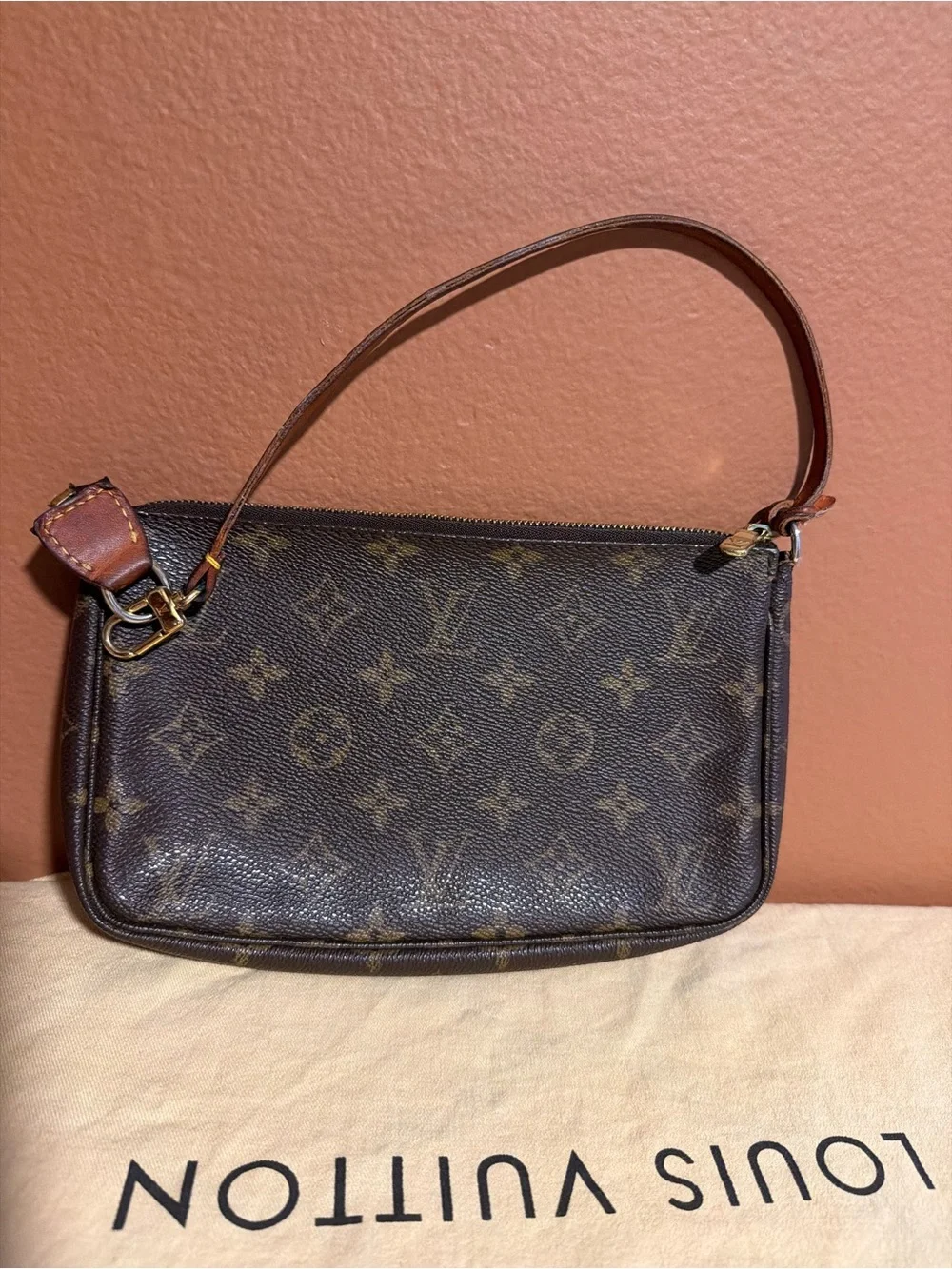 Louis Vuitton Monogram Canvas Mini Pochette in Brown and Gold